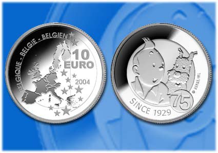 10 euro munt 75 jaar Kuifje